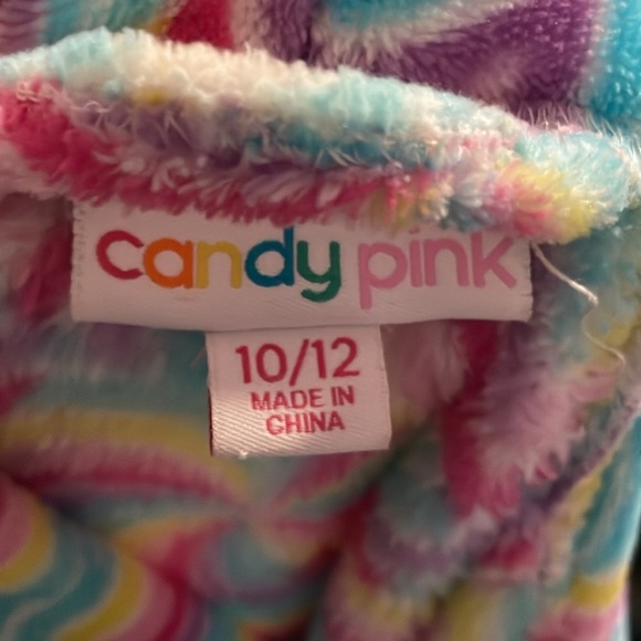 Candy Pink girls rainbow plush robe 10/12 - Picture 6 of 7